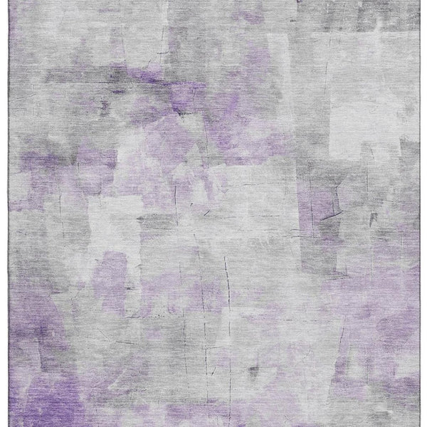 HomeRoots 10' X 14' Abstract Lavender Silver Gray Area Rug - Washable, UV Protected, Durable, Stylish Design 696716