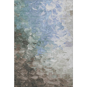 HomeRoots 5' X 8' Washable Denim Blue Area Rug with Abstract Design, UV Protection & Stain Resistance for Homes 696718