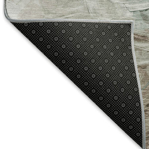 HomeRoots 8' Stylish Denim Blue Ivory Taupe Round Rug - Washable, UV Protected, Durable for High-Traffic Areas 696719