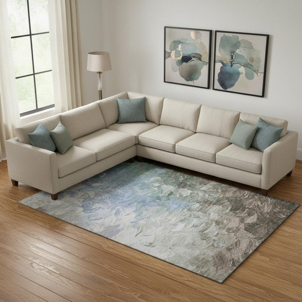 HomeRoots 10' Denim Blue Abstract Area Rug - Washable, UV Protected, Non-Slip, Stain Resistant for Homes 696722