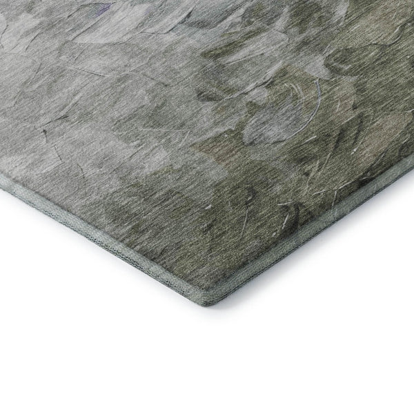 HomeRoots 5' X 8' Contemporary Lavender Gray & Silver Abstract Washable Area Rug with UV Protection & Style 696730