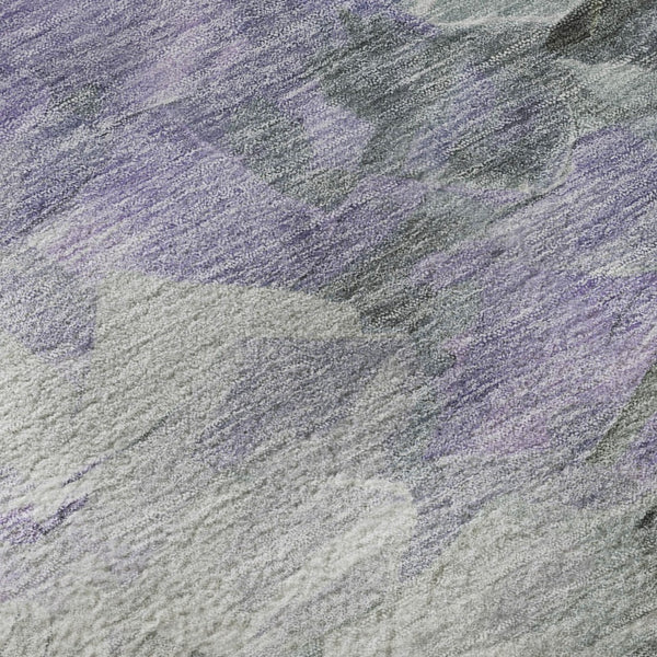 HomeRoots 5' X 8' Contemporary Lavender Gray & Silver Abstract Washable Area Rug with UV Protection & Style 696730