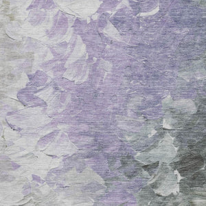 HomeRoots 8' X 10' Modern Lavender Gray & Silver Abstract Washable Area Rug with UV Protection & Non-Slip Backing 696732