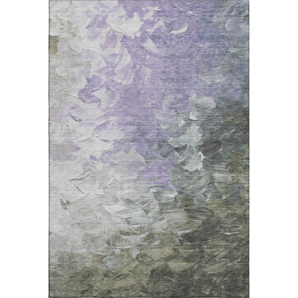 HomeRoots 9' X 12' Elegant Lavender Gray & Silver Abstract Washable Area Rug with UV Protection & Durability 696733