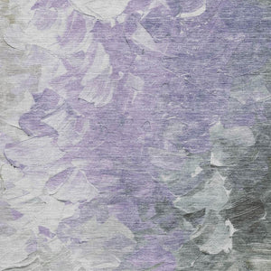 HomeRoots 9' X 12' Elegant Lavender Gray & Silver Abstract Washable Area Rug with UV Protection & Durability 696733