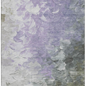 HomeRoots 9' X 12' Elegant Lavender Gray & Silver Abstract Washable Area Rug with UV Protection & Durability 696733