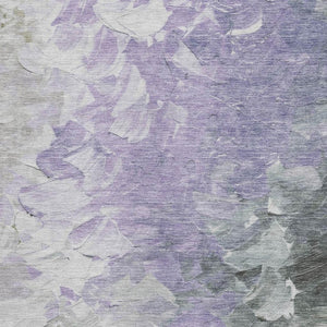 HomeRoots 10' X 14' Stylish Lavender Gray & Silver Abstract Washable Area Rug with UV Protection & Durability 696734