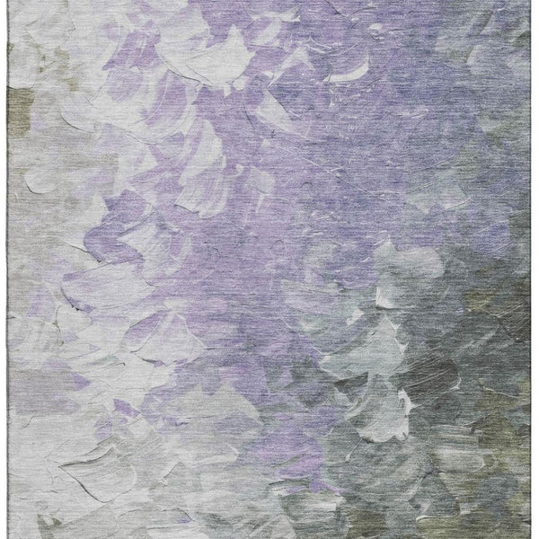HomeRoots 10' X 14' Stylish Lavender Gray & Silver Abstract Washable Area Rug with UV Protection & Durability 696734