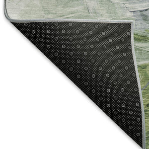 HomeRoots 5' X 8' Abstract Washable Area Rug in Purple, Green & Ivory – Durable, UV-Protected, Stylish Addition! 696736