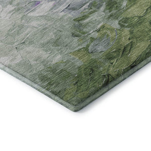 HomeRoots 5' X 8' Abstract Washable Area Rug in Purple, Green & Ivory – Durable, UV-Protected, Stylish Addition! 696736