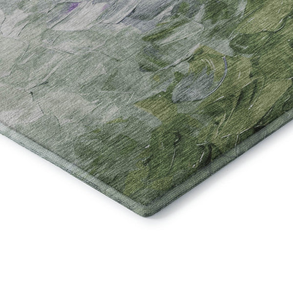 HomeRoots 5' X 8' Abstract Washable Area Rug in Purple, Green & Ivory – Durable, UV-Protected, Stylish Addition! 696736