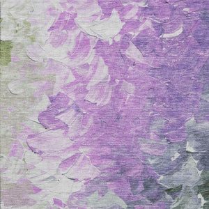 HomeRoots 8' X 10' Abstract Washable Area Rug in Purple, Green & Ivory - UV Protection & Stain Resistant Design 696738