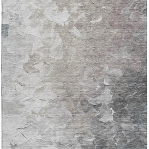 HomeRoots 5' X 8' Abstract Taupe Gray and Silver Area Rug – Stylish, Washable, Stain Resistant with UV Protection 696742