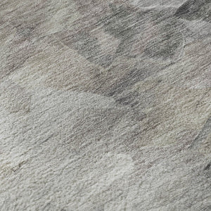 HomeRoots 8' Stylish Taupe Gray & Silver Abstract Round Rug - Washable, UV Protected for High-Traffic Areas 696743