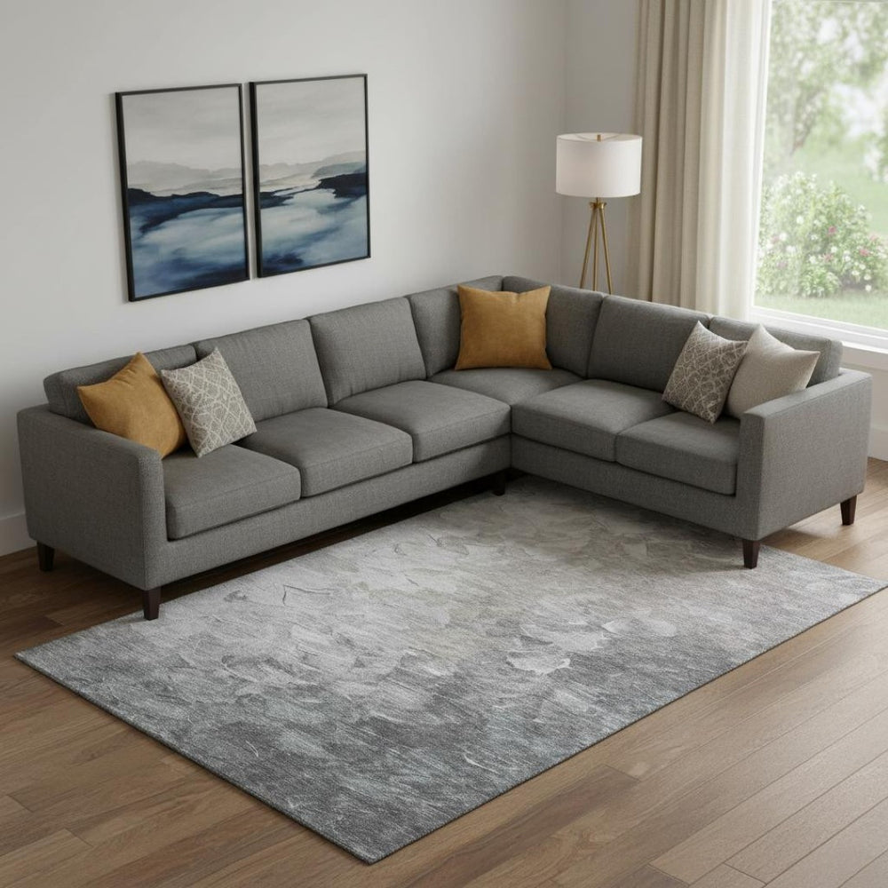 HomeRoots 9' X 12' Stylish Taupe Gray & Silver Abstract Area Rug - Washable, UV-Protected, Family-Friendly Design 696745