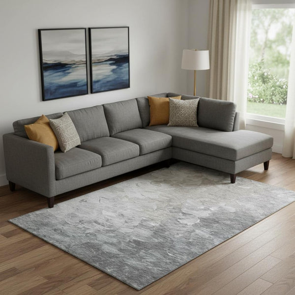 HomeRoots 10' X 14' Taupe Gray & Silver Abstract Washable Area Rug - Stain Resistant & UV Protected Elegance 696746