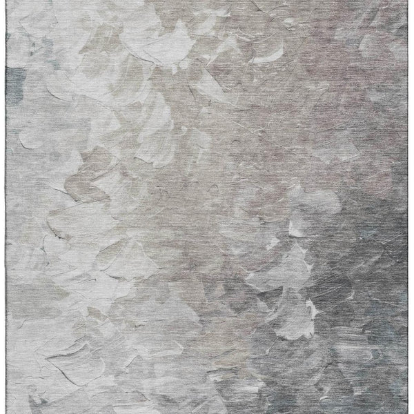 HomeRoots 10' X 14' Taupe Gray & Silver Abstract Washable Area Rug - Stain Resistant & UV Protected Elegance 696746