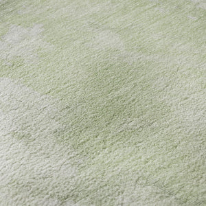 HomeRoots 8' Modern Abstract Artichoke Green, Ivory & Lavender Round Rug - Washable, UV Protected & Durable 696749