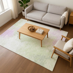HomeRoots 9' X 12' Stylish Artichoke Green Abstract Area Rug - Washable, UV-Protected, and Kid-Friendly Design! 696751