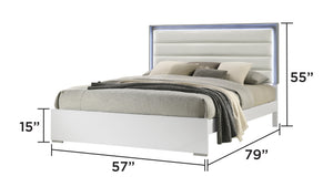 English Elm Olivia Contemporary 5-Piece Full Bedroom Set With Led Headboard & Ample Storage In White Finish B009S01759