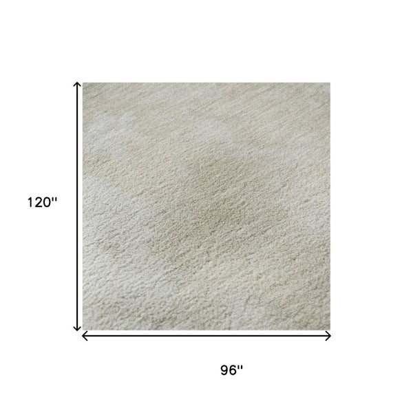 HomeRoots 8' X 10' Washable Beige & Ivory Abstract Area Rug with UV Protection, Non-Slip Backing & Easy Care 696756