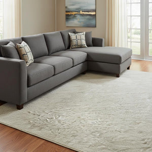 HomeRoots 8' X 10' Washable Beige & Ivory Abstract Area Rug with UV Protection, Non-Slip Backing & Easy Care 696756