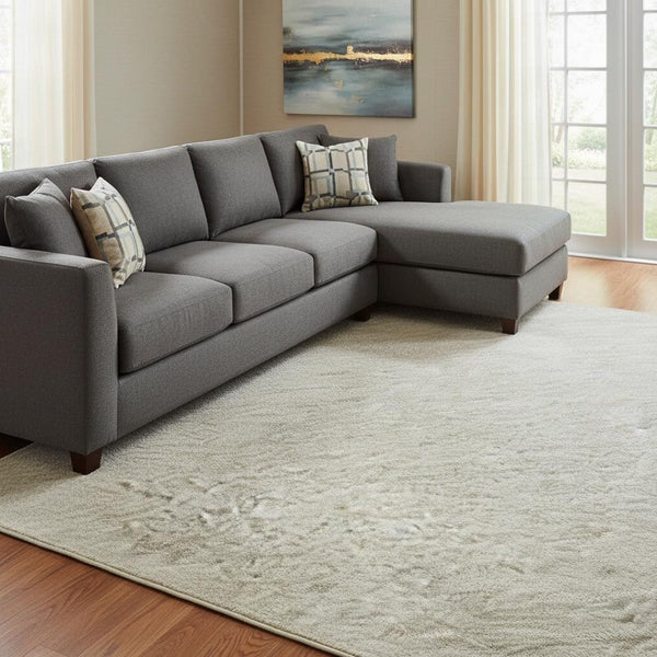 HomeRoots 8' X 10' Washable Beige & Ivory Abstract Area Rug with UV Protection, Non-Slip Backing & Easy Care 696756