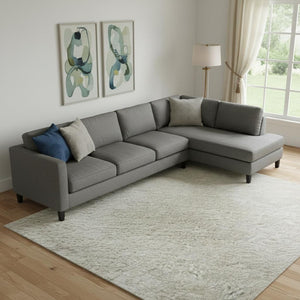 HomeRoots 9' X 12' Abstract Beige and Ivory Washable Area Rug with UV Protection for High-Traffic Spaces 696757