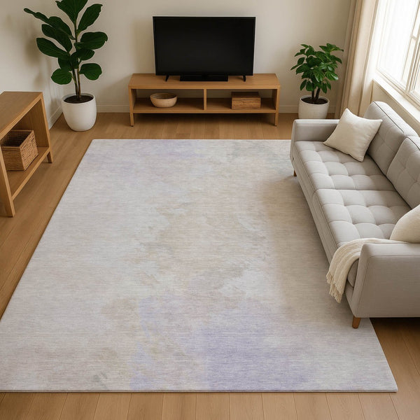 HomeRoots 10' X 14' Beige and Ivory Abstract Area Rug - Durable, Washable, UV Protected for Stylish Living Spaces 696758