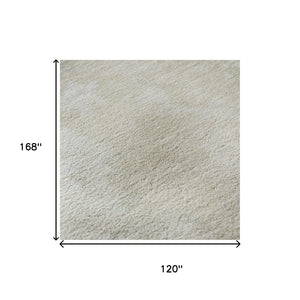 HomeRoots 10' X 14' Beige and Ivory Abstract Area Rug - Durable, Washable, UV Protected for Stylish Living Spaces 696758