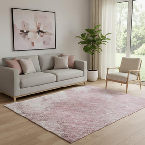 HomeRoots 5' X 8' Blush Blue Ivory Abstract Area Rug - Washable, UV Protected, Perfect for Modern Homes! 696760