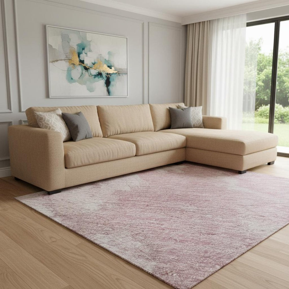 HomeRoots 8' X 10' Blush Blue Abstract Area Rug - Soft, Washable, Stain-Resistant with UV Protection & Non-Slip Backing 696762