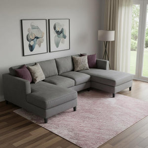 HomeRoots 9' X 12' Blush Blue & Ivory Abstract Area Rug – Durable, Washable, UV-Protected for Stylish Living Spaces 696763