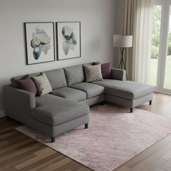 HomeRoots 9' X 12' Blush Blue & Ivory Abstract Area Rug – Durable, Washable, UV-Protected for Stylish Living Spaces 696763