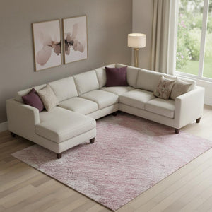 HomeRoots 10' Blush Blue & Ivory Abstract Area Rug - Washable, UV-Protected, Stain-Resistant for Family Homes 696764