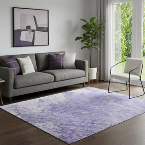 HomeRoots 5' X 8' Abstract Area Rug in Lavender, Ivory & Mint Green - Washable, UV Protected & Non-Slip! 696772
