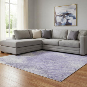 HomeRoots 8' X 10' Soft Abstract Lavender and Mint Area Rug - Washable, UV Protected, Ideal for Busy Homes! 696774