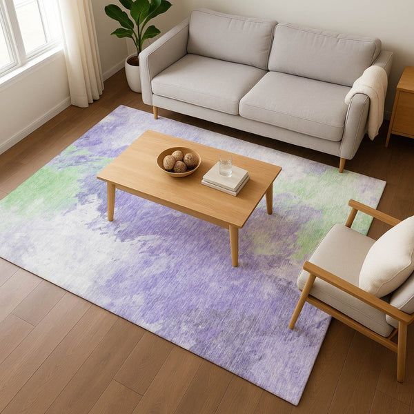 HomeRoots 8' X 10' Soft Abstract Lavender and Mint Area Rug - Washable, UV Protected, Ideal for Busy Homes! 696774