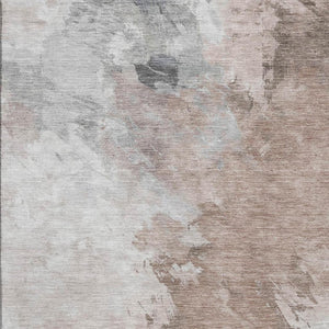 HomeRoots 5' X 8' Abstract Coffee Ivory Gray Washable Area Rug with UV Protection for Stylish Homes 696778