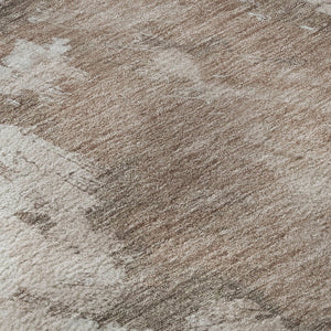 HomeRoots 8' Round Abstract Rug in Coffee, Ivory & Gray - Durable, Stain-Resistant, UV Protected for Any Space 696779