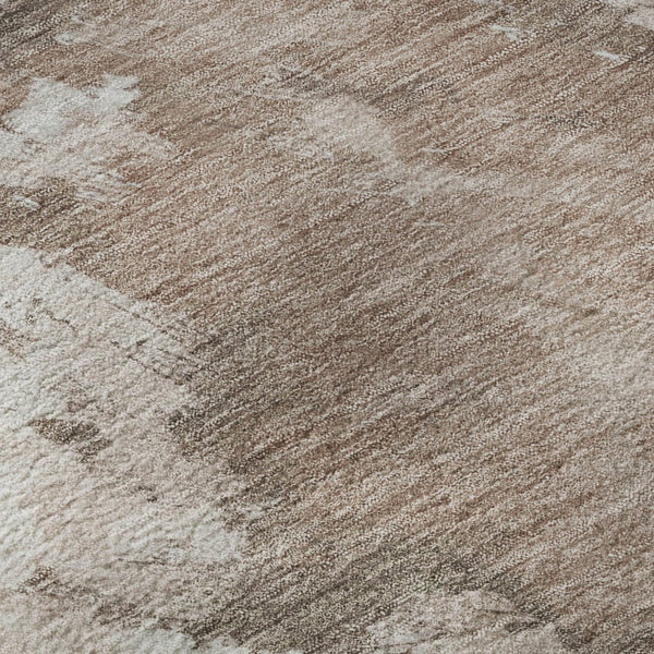 HomeRoots 8' Round Abstract Rug in Coffee, Ivory & Gray - Durable, Stain-Resistant, UV Protected for Any Space 696779