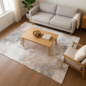 HomeRoots 9' X 12' Abstract Coffee Ivory & Gray Area Rug – Washable, UV Protected, Stain-Resistant Design! 696781