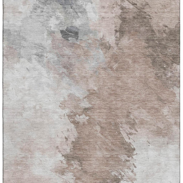HomeRoots 9' X 12' Abstract Coffee Ivory & Gray Area Rug – Washable, UV Protected, Stain-Resistant Design! 696781