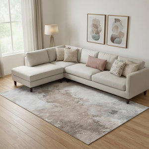 HomeRoots 10' X 14' Coffee Ivory & Gray Abstract Area Rug - Durable, Washable, UV Protected for Busy Homes 696782
