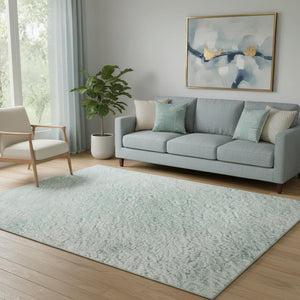 HomeRoots 5' X 8' Pale Aqua Gray Ivory Abstract Area Rug – Stylish, Washable, Non-Slip, UV Protected for Busy Homes 696784
