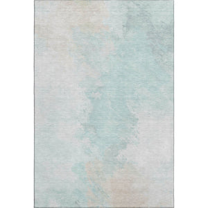 HomeRoots 8' X 10' Pale Aqua Gray & Ivory Abstract Area Rug - Washable, UV Protected, Perfect for High-Traffic Homes 696786