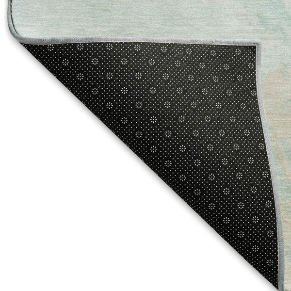 HomeRoots 8' X 10' Pale Aqua Gray & Ivory Abstract Area Rug - Washable, UV Protected, Perfect for High-Traffic Homes 696786