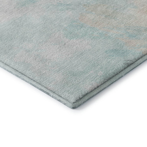 HomeRoots 8' X 10' Pale Aqua Gray & Ivory Abstract Area Rug - Washable, UV Protected, Perfect for High-Traffic Homes 696786