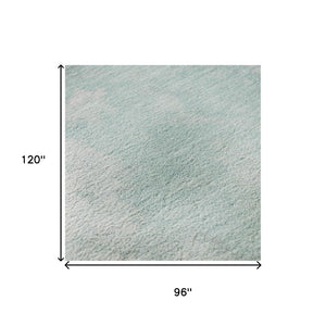 HomeRoots 8' X 10' Pale Aqua Gray & Ivory Abstract Area Rug - Washable, UV Protected, Perfect for High-Traffic Homes 696786