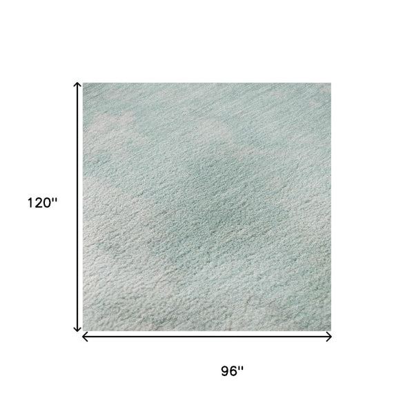 HomeRoots 8' X 10' Pale Aqua Gray & Ivory Abstract Area Rug - Washable, UV Protected, Perfect for High-Traffic Homes 696786